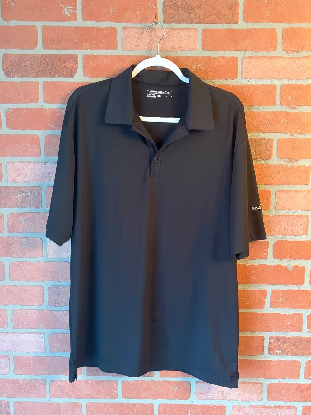 Nike Golf Dri-FIT Men's Black Polo Shirt Size L Embroidered Insurance Point Logo